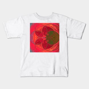 Mosaic Kaleidoscope Flower Red and Green Kids T-Shirt